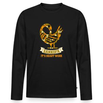 Symbole Sankofa Adinkra Ghana Noir - T-shirt manches longues Premium bio Homme - noir - Devant - Nico (187cm)