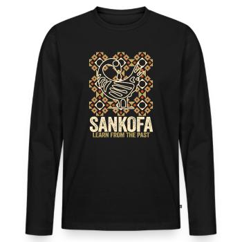 Sankofa Symbol Adinkra Ghana Black - Men's Premium Organic Long Sleeve Shirt - black - Front - Nico (187cm)