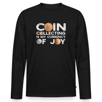 Numismatics Coin Collector Art - Men's Premium Organic Long Sleeve Shirt - black - Front - Nico (187cm)