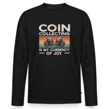Numismatics Coin Collector Art - Men's Premium Organic Long Sleeve Shirt - black - Front - Nico (187cm)