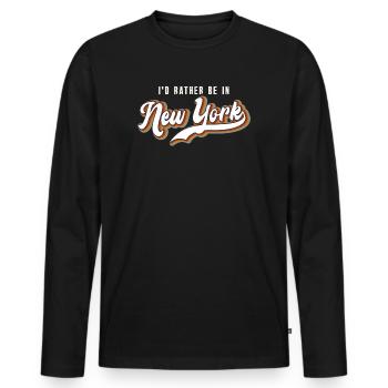 Je préfère être dans l’aventure new-yorkaise - T-shirt manches longues Premium bio Homme - noir - Devant - Nico (187cm)