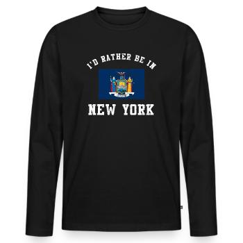 Je préfère être dans l’ambiance classique de New York - T-shirt manches longues Premium bio Homme - noir - Devant - Nico (187cm)