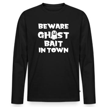 Beware Ghost Bait In Town Spooky - Men's Premium Organic Long Sleeve Shirt - black - Front - Nico (187cm)