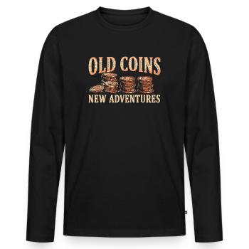 Old Coins New Adventures Numismatics - Men's Premium Organic Long Sleeve Shirt - black - Front - Nico (187cm)