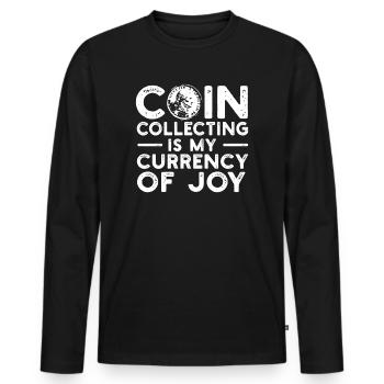 Numismatics Coin Collector Art - Men's Premium Organic Long Sleeve Shirt - black - Front - Nico (187cm)