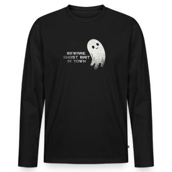 Beware Ghost Bait In Town Spooky - Men's Premium Organic Long Sleeve Shirt - black - Front - Nico (187cm)