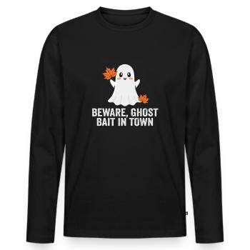 Beware Ghost Bait In Town Spooky - Men's Premium Organic Long Sleeve Shirt - black - Front - Nico (187cm)
