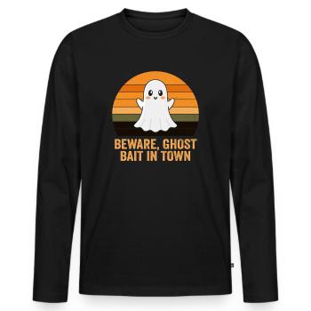 Beware Ghost Bait In Town Spooky - Men's Premium Organic Long Sleeve Shirt - black - Front - Nico (187cm)