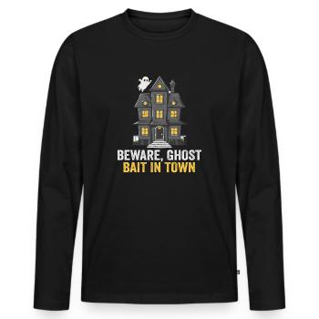 Beware Ghost Bait In Town Spooky - Men's Premium Organic Long Sleeve Shirt - black - Front - Nico (187cm)