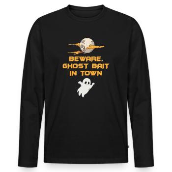 Beware Ghost Bait In Town Spooky - Men's Premium Organic Long Sleeve Shirt - black - Front - Nico (187cm)