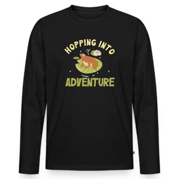 Eintauchen ins Abenteuer Frösche Natur Freude - Männer Premium Bio Langarmshirt - Schwarz - Vorne - Nico (187cm)