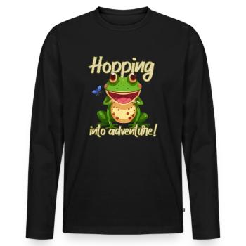 Eintauchen ins Abenteuer Frösche Natur Freude - Männer Premium Bio Langarmshirt - Schwarz - Vorne - Nico (187cm)