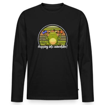 Eintauchen ins Abenteuer Frösche Natur Freude - Männer Premium Bio Langarmshirt - Schwarz - Vorne - Nico (187cm)