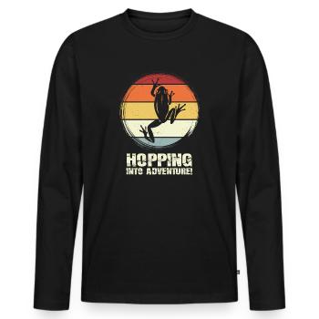 Saut dans l’aventure grenouilles nature joie - T-shirt manches longues Premium bio Homme - noir - Devant - Nico (187cm)