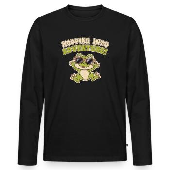Eintauchen ins Abenteuer Frösche Natur Freude - Männer Premium Bio Langarmshirt - Schwarz - Vorne - Nico (187cm)
