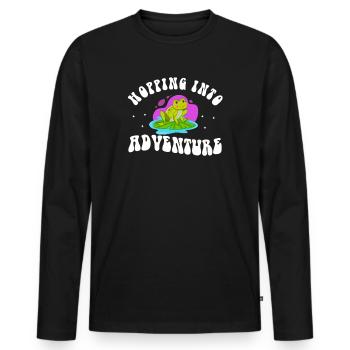 Saut dans l’aventure grenouilles nature joie - T-shirt manches longues Premium bio Homme - noir - Devant - Nico (187cm)