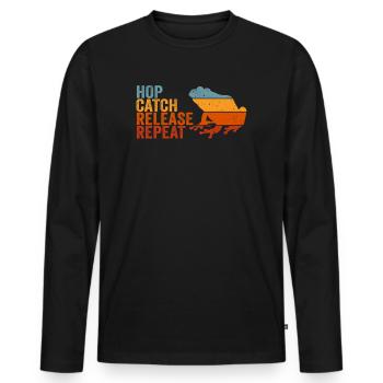 Hop Catch Release, Repeat Frog Humour - T-shirt manches longues Premium bio Homme - noir - Devant - Nico (187cm)