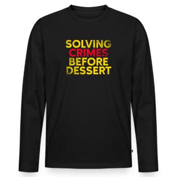 Murder Mystery Dinner Fun Night - Men's Premium Organic Long Sleeve Shirt - black - Front - Nico (187cm)