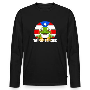 Taíno Echoes Caribbean Ancestry Pride - Men's Premium Organic Long Sleeve Shirt - black - Front - Nico (187cm)