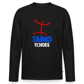 Taíno spiegelt den Stolz seiner karibischen Abstammung wider - Männer Premium Bio Langarmshirt - Schwarz - Vorne - Nico (187cm)