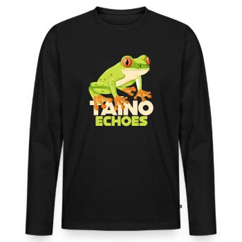Taíno Echoes Caribbean Ancestry Pride - Men's Premium Organic Long Sleeve Shirt - black - Front - Nico (187cm)