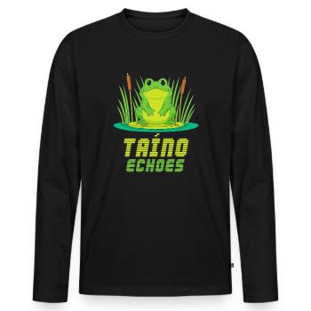 Taíno Echoes Caribbean Ancestry Pride - Men's Premium Organic Long Sleeve Shirt - black - Front - Nico (187cm)