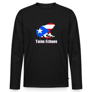 Taíno Echoes Caribbean Ancestry Pride - Men's Premium Organic Long Sleeve Shirt - black - Front - Nico (187cm)