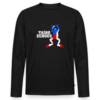 Taíno spiegelt den Stolz seiner karibischen Abstammung wider - Männer Premium Bio Langarmshirt - Schwarz - Vorne - Nico (187cm)