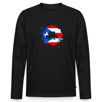Taíno spiegelt den Stolz seiner karibischen Abstammung wider - Männer Premium Bio Langarmshirt - Schwarz - Vorne - Nico (187cm)