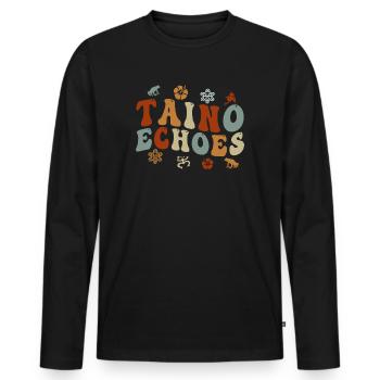 Taíno spiegelt den Stolz seiner karibischen Abstammung wider - Männer Premium Bio Langarmshirt - Schwarz - Vorne - Nico (187cm)
