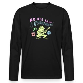 Ko-Kee Frog jouant une mélodie de guitare - T-shirt manches longues Premium bio Homme - noir - Devant - Nico (187cm)