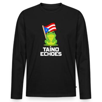 Taíno Echoes Caribbean Ancestry Pride - Men's Premium Organic Long Sleeve Shirt - black - Front - Nico (187cm)