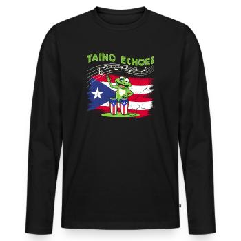Taíno Echoes Caribbean Ancestry Pride - Men's Premium Organic Long Sleeve Shirt - black - Front - Nico (187cm)