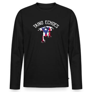 Taíno Echoes Caribbean Ancestry Pride - Men's Premium Organic Long Sleeve Shirt - black - Front - Nico (187cm)