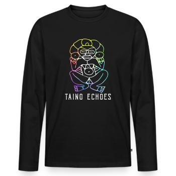 Taíno Echoes Caribbean Ancestry Pride - Men's Premium Organic Long Sleeve Shirt - black - Front - Nico (187cm)