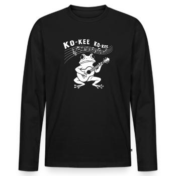 Ko-Kee Frog jouant une mélodie de guitare - T-shirt manches longues Premium bio Homme - noir - Devant - Nico (187cm)