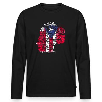 Taíno Echoes Caribbean Ancestry Pride - Men's Premium Organic Long Sleeve Shirt - black - Front - Nico (187cm)