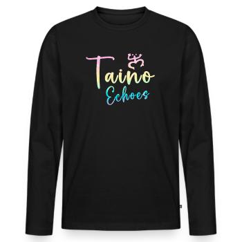 Taíno Echoes Caribbean Ancestry Pride - Men's Premium Organic Long Sleeve Shirt - black - Front - Nico (187cm)