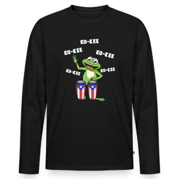Ko-Kee Frog jouant une mélodie de guitare - T-shirt manches longues Premium bio Homme - noir - Devant - Nico (187cm)