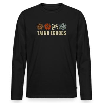 Taíno spiegelt den Stolz seiner karibischen Abstammung wider - Männer Premium Bio Langarmshirt - Schwarz - Vorne - Nico (187cm)
