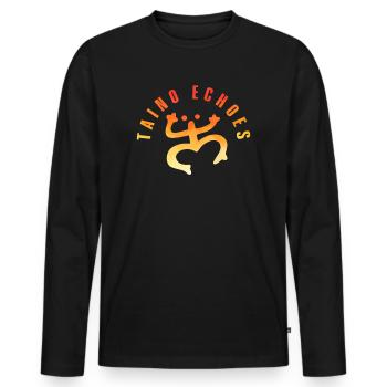 Taíno Echoes Caribbean Ancestry Pride - Men's Premium Organic Long Sleeve Shirt - black - Front - Nico (187cm)
