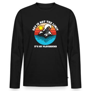 Le ciel n’est pas la limite, c’est mon terrain de jeu - T-shirt manches longues Premium bio Homme - noir - Devant - Nico (187cm)