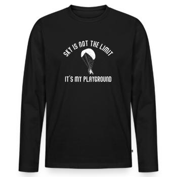 Le ciel n’est pas la limite, c’est mon terrain de jeu - T-shirt manches longues Premium bio Homme - noir - Devant - Nico (187cm)