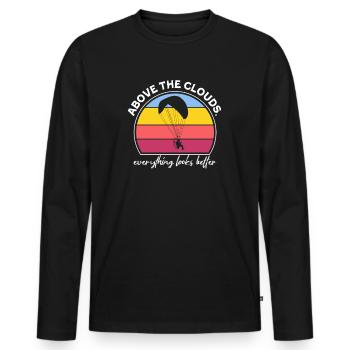 Above The Clouds Paramotor Enthusiast - Men's Premium Organic Long Sleeve Shirt - black - Front - Nico (187cm)