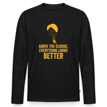 Above The Clouds Paramotor Enthusiast - Men's Premium Organic Long Sleeve Shirt - black - Front - Nico (187cm)