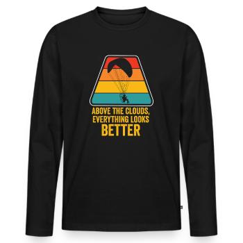 Above The Clouds Paramotor Enthusiast - Men's Premium Organic Long Sleeve Shirt - black - Front - Nico (187cm)