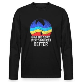 Above The Clouds Paramotor Enthusiast - Men's Premium Organic Long Sleeve Shirt - black - Front - Nico (187cm)