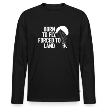 Born To Fly Forcé D’atterrir Paramoteur - T-shirt manches longues Premium bio Homme - noir - Devant - Nico (187cm)