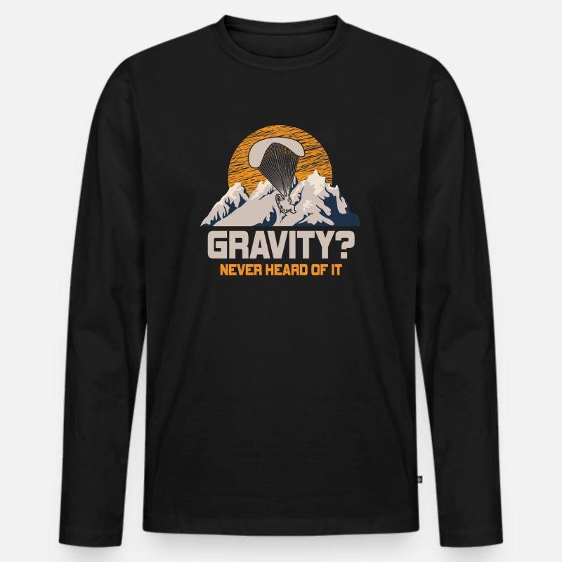 Hilarious Paramotor Gravity Meme - Men's Premium Organic Long Sleeve Shirt - black