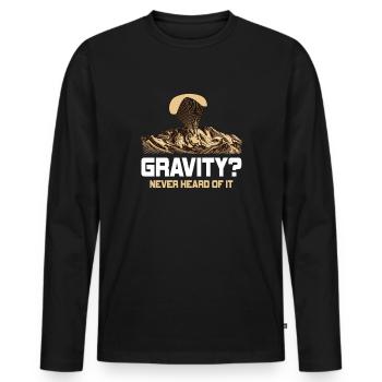 Mème hilarant de gravité de paramoteur - T-shirt manches longues Premium bio Homme - noir - Devant - Nico (187cm)